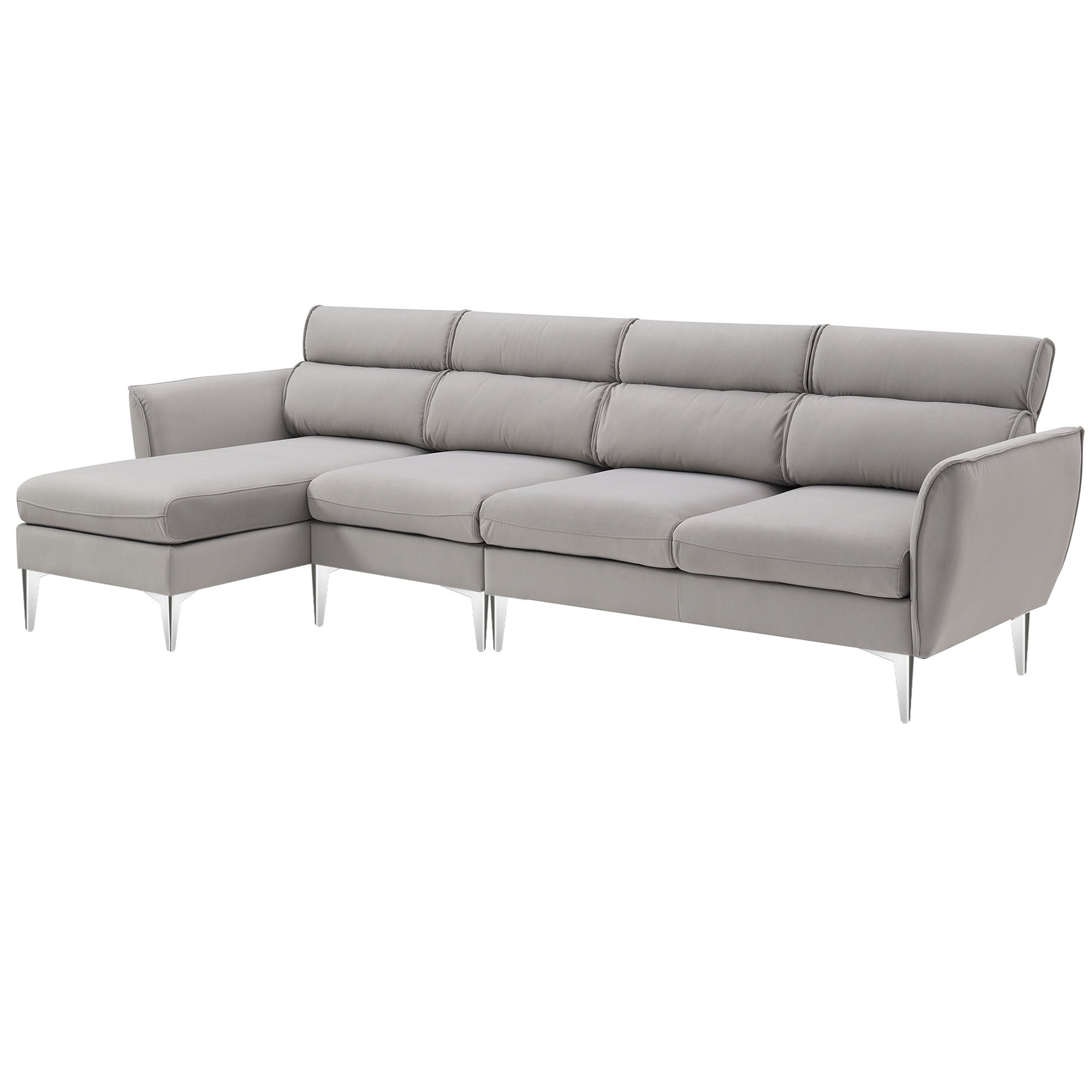 111 " Convertible Sectional Sofa Couch , Flannel L Shape Furniture Couch with Chaise Left/Right Handed Chaise - Gray