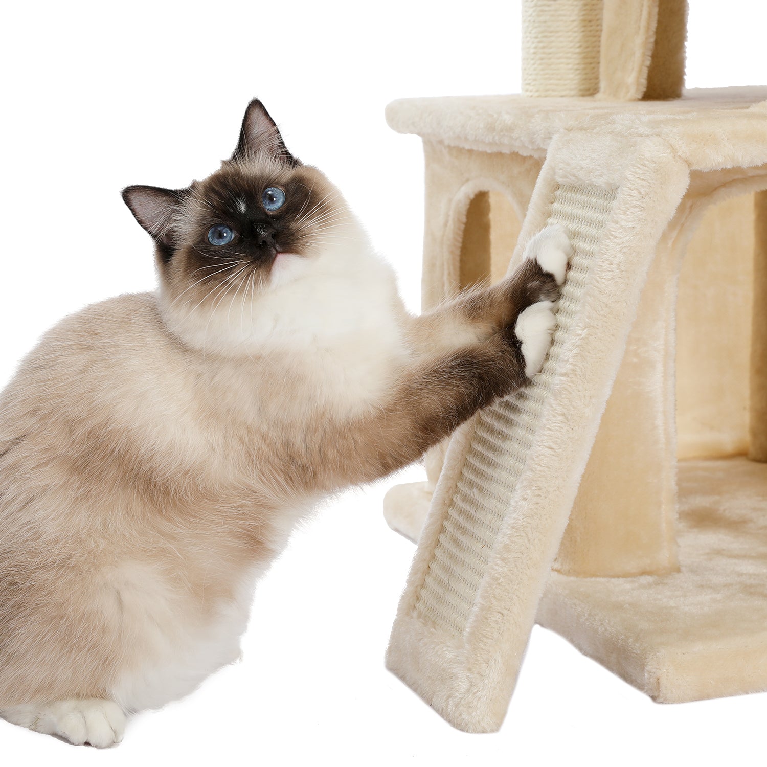 Cat Tree Luxury 34 Inches with Double Condos - Beige