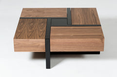 Makai Walnut & Black Square Coffee Table