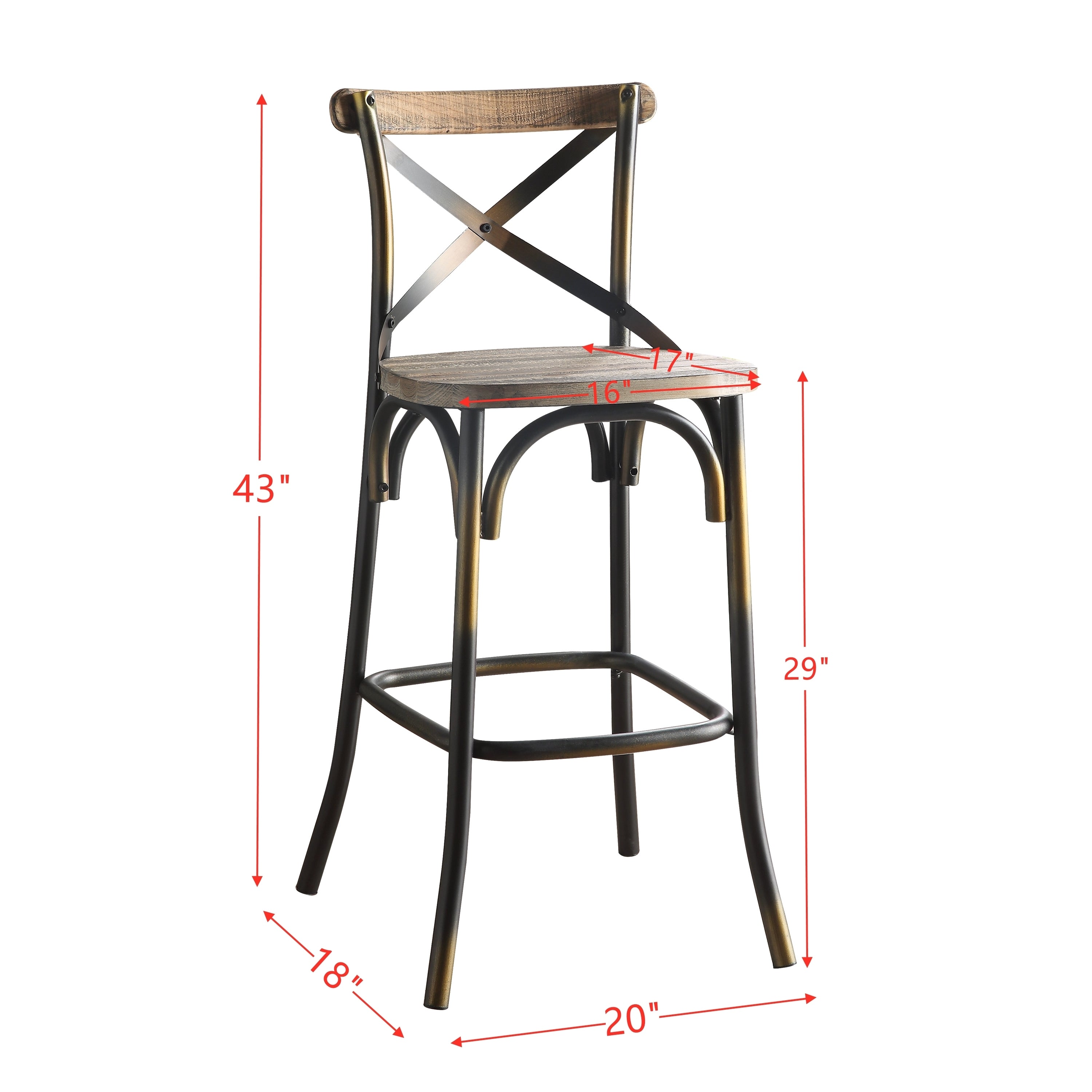 Rustic Bar Chair (1Pc) - Antique Copper & Antique Oak