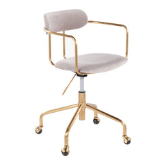 Demi Contemporary Office Chair - Gold Metal and Silver Velvet