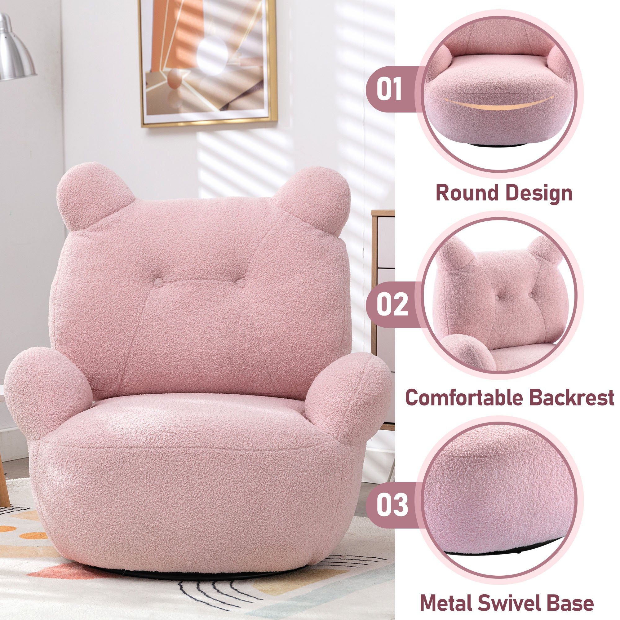 Teddy Short Plush Particle Velvet Armchair,