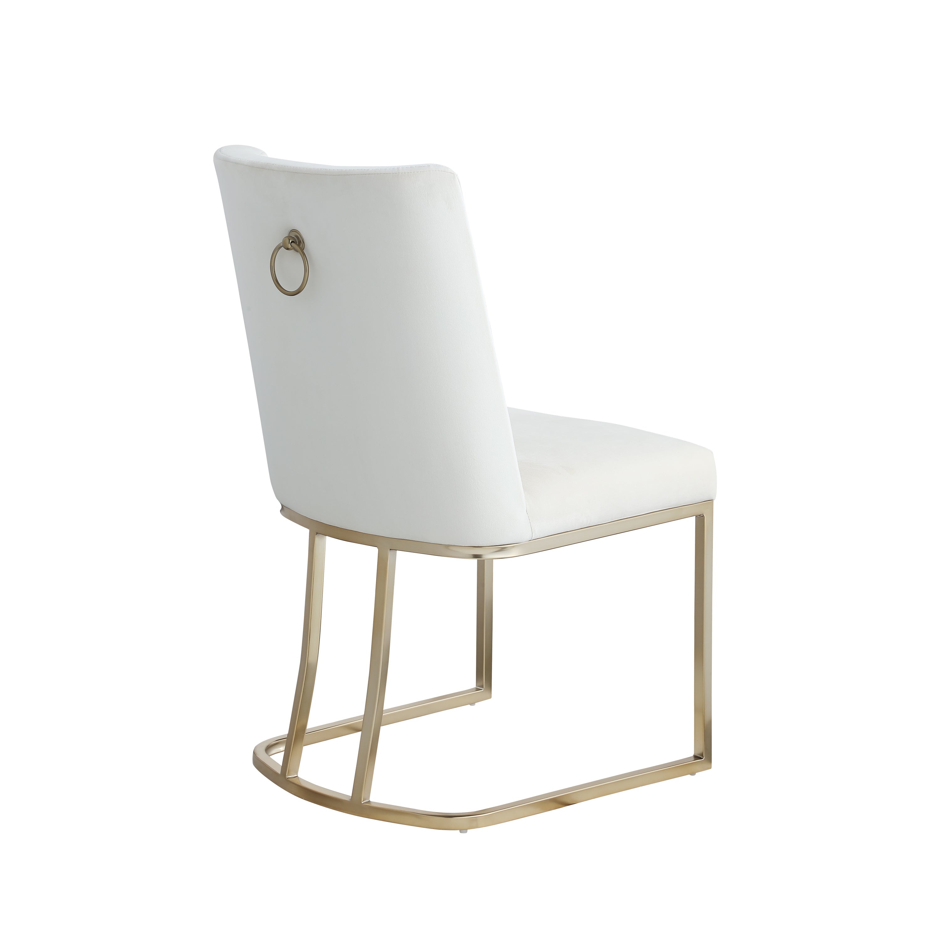 Dining Velvet Side Chairs Gold Metal Legs (Set of 2) - White