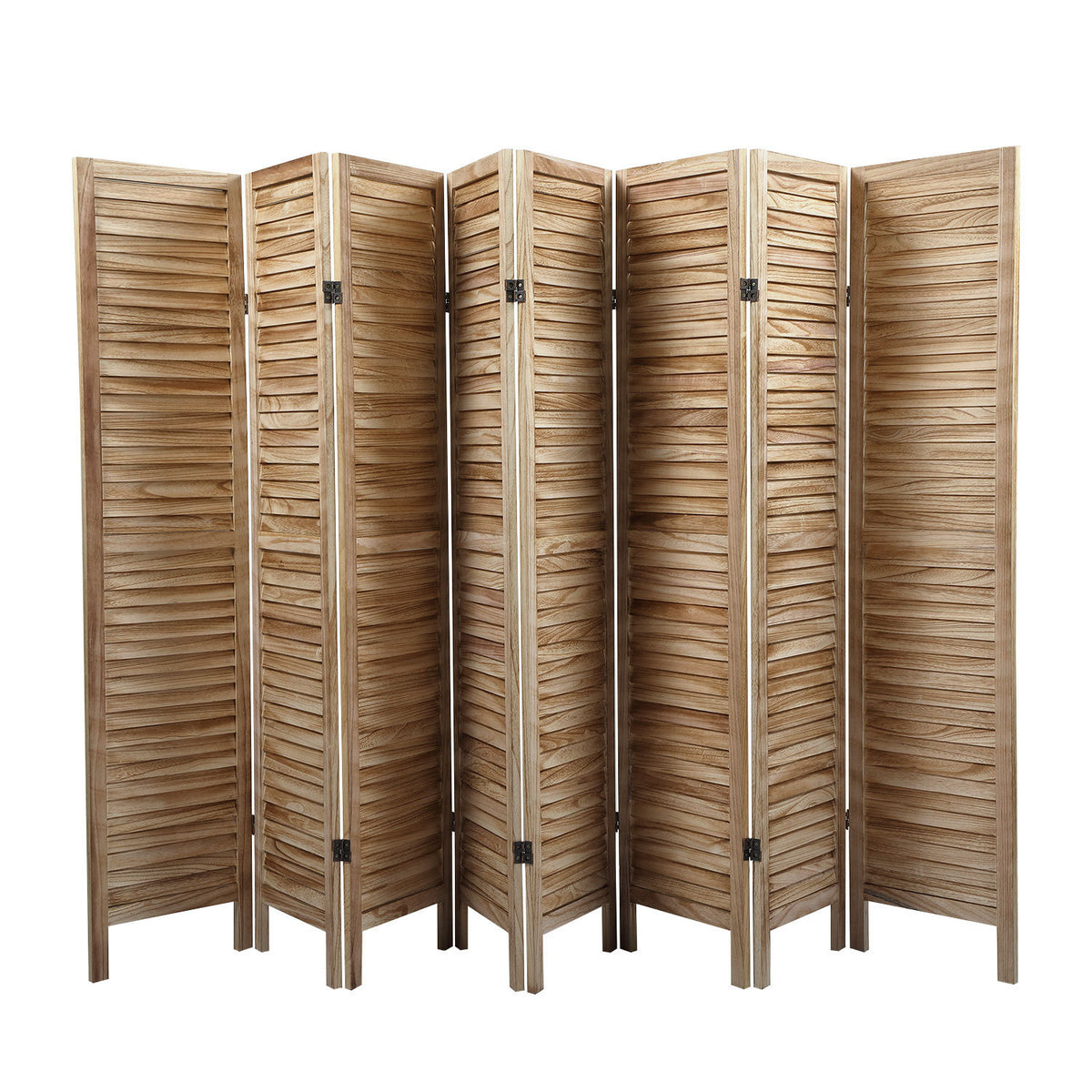 8 Panel Screen Folding Louvered Room Divider - Light Burn