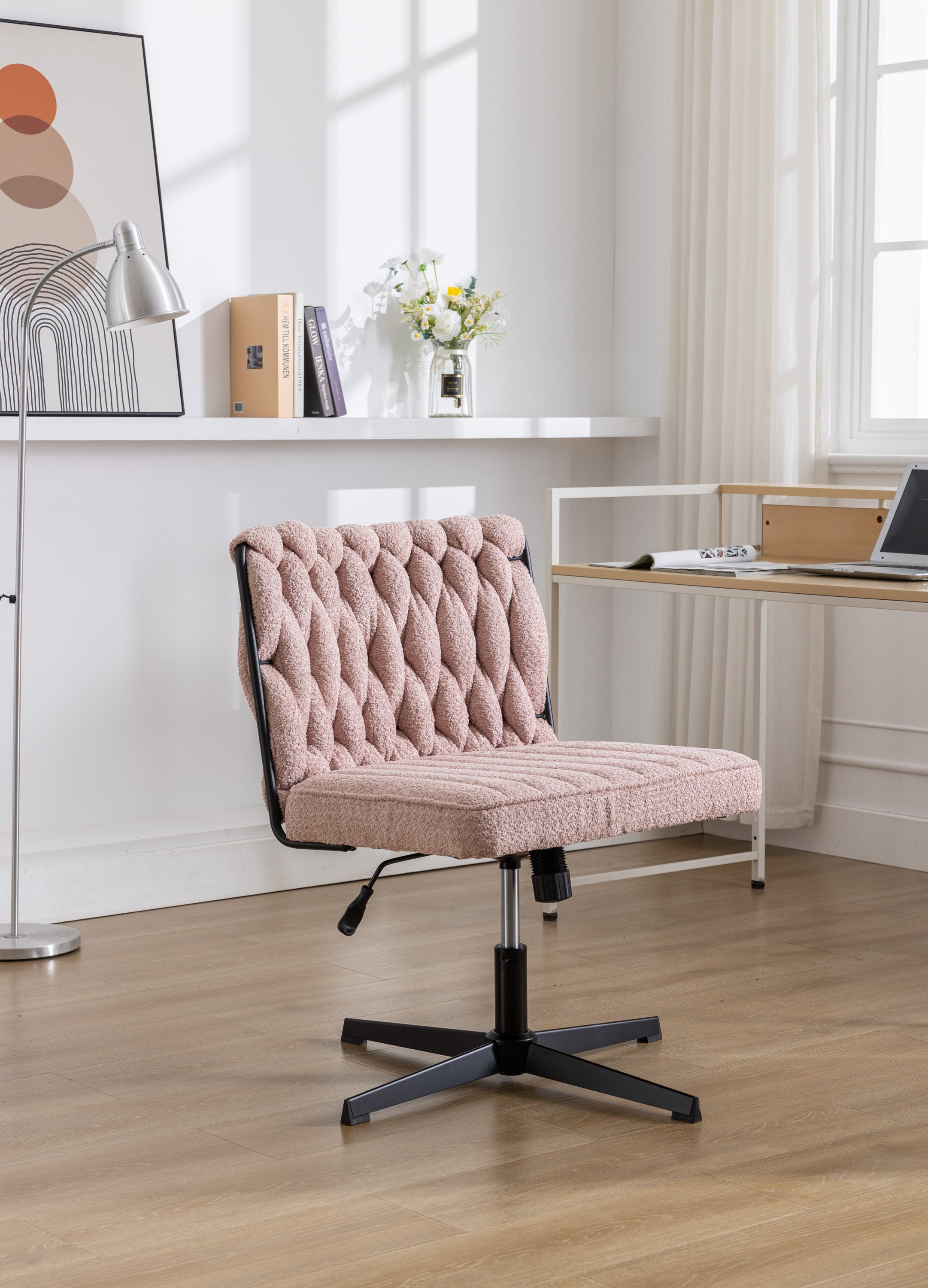 Armless Office Desk Chair No Wheels - Pink