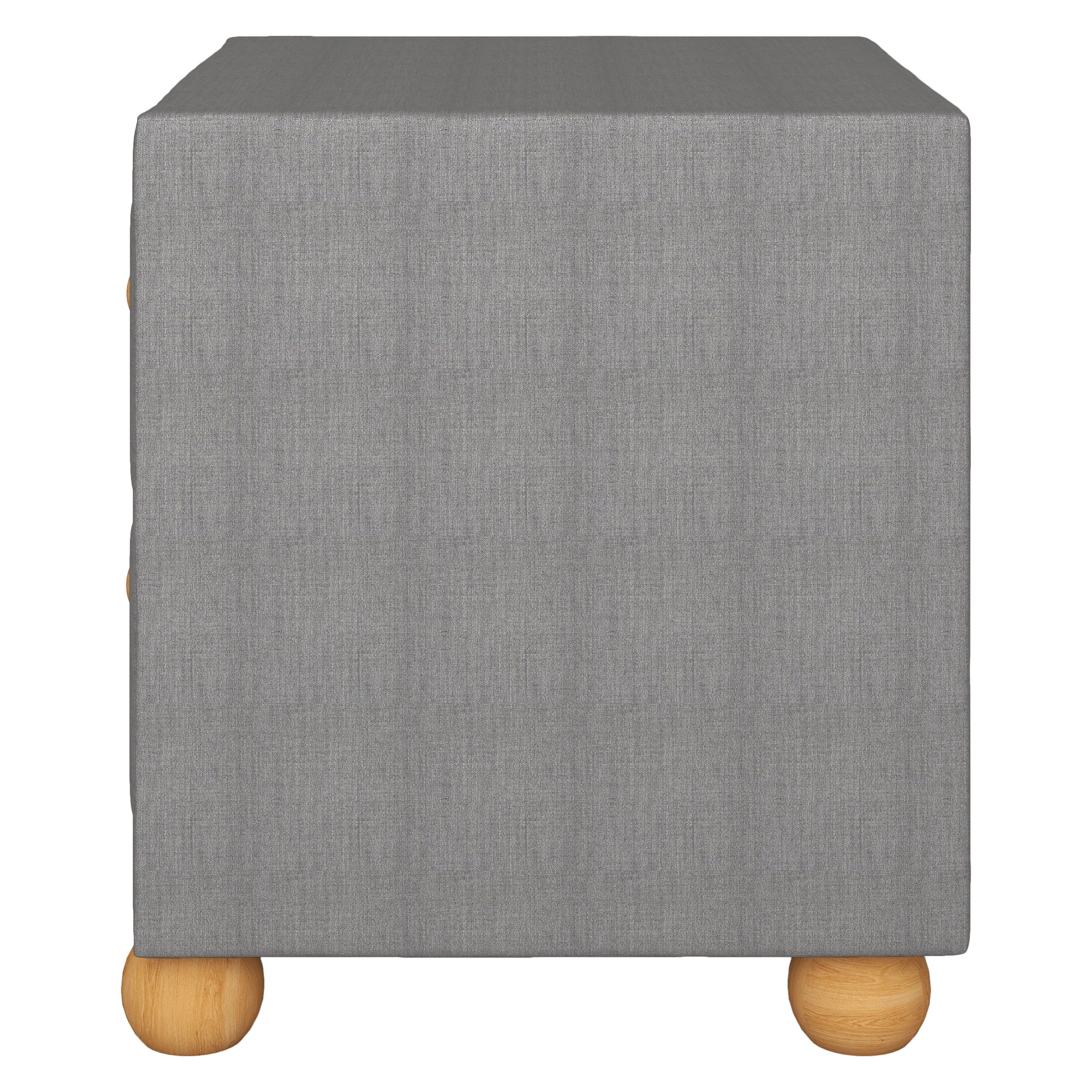 Modern Upholstered Storage Nightstand with 2 Drawers, Natural Wood Knobs - Dark Gray