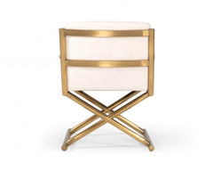 Haxtun Modern Cream Sherpa Accent Chair Gold Stainless Steel Frame