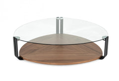 Modern Luxury Coffee Glass Table - Walnut