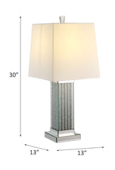 Silver Table Lamp - Mirrored & Faux Stones