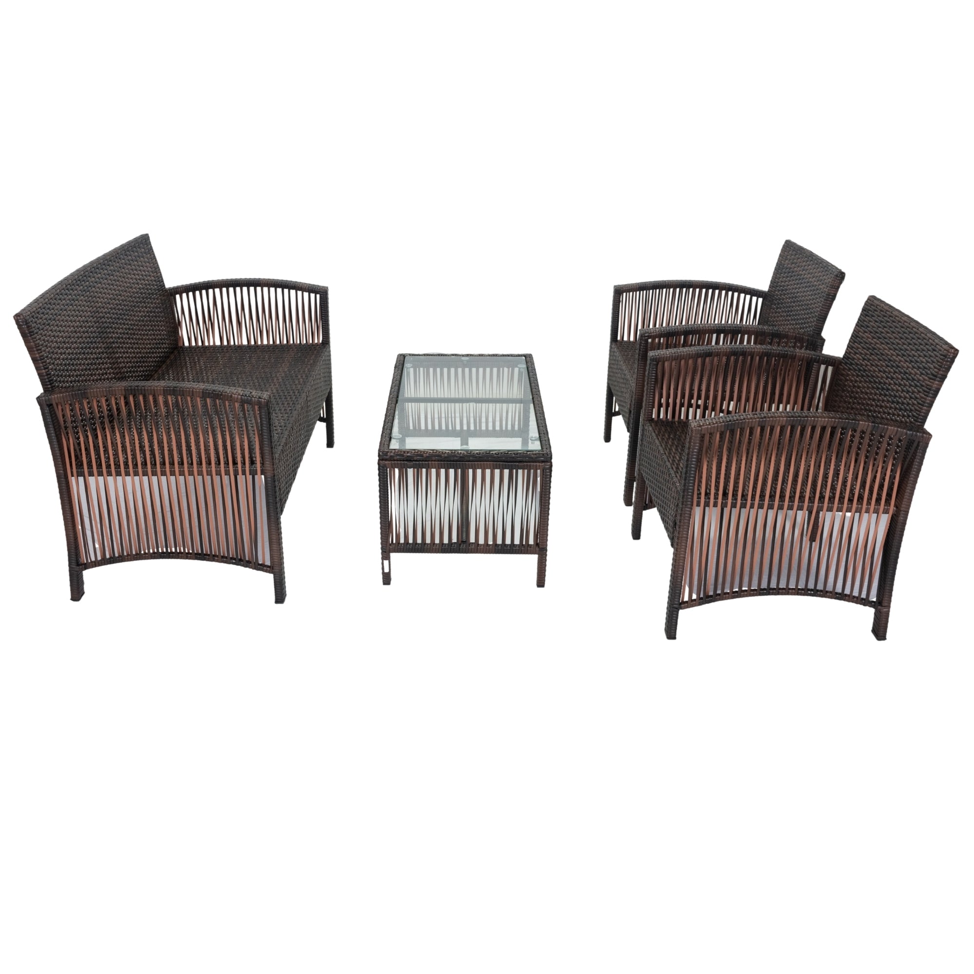 MAICOSY 4pc Outdoor Rattan Patio Garden Furniture Set Wicker Chair Table Cushion