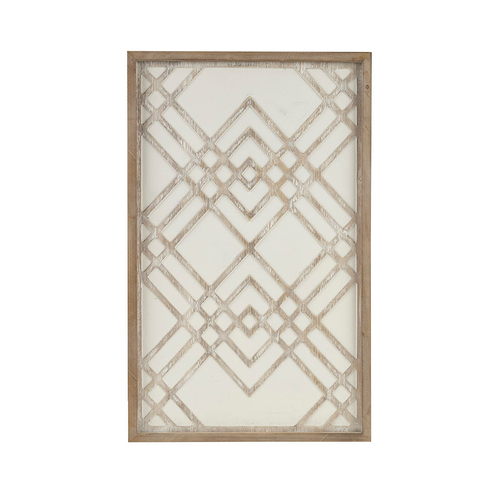 Exton Two-tone Overlapping Geometric Wood Panel Wall Decor - White