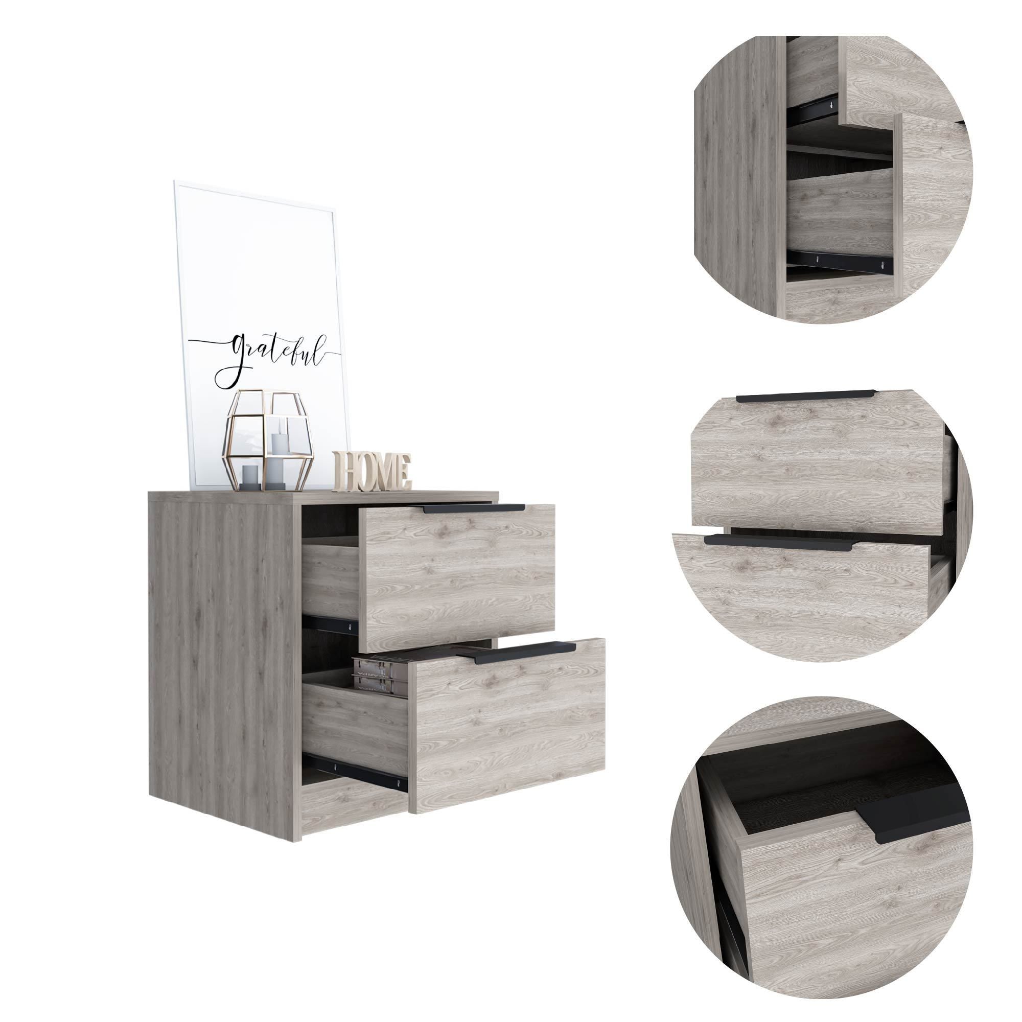 Light Grey - 2-Drawer Nightstand