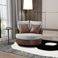 Accent Barrel Chair and Sofa With 4 Pillows 360 Degree Swivel Round Sofa