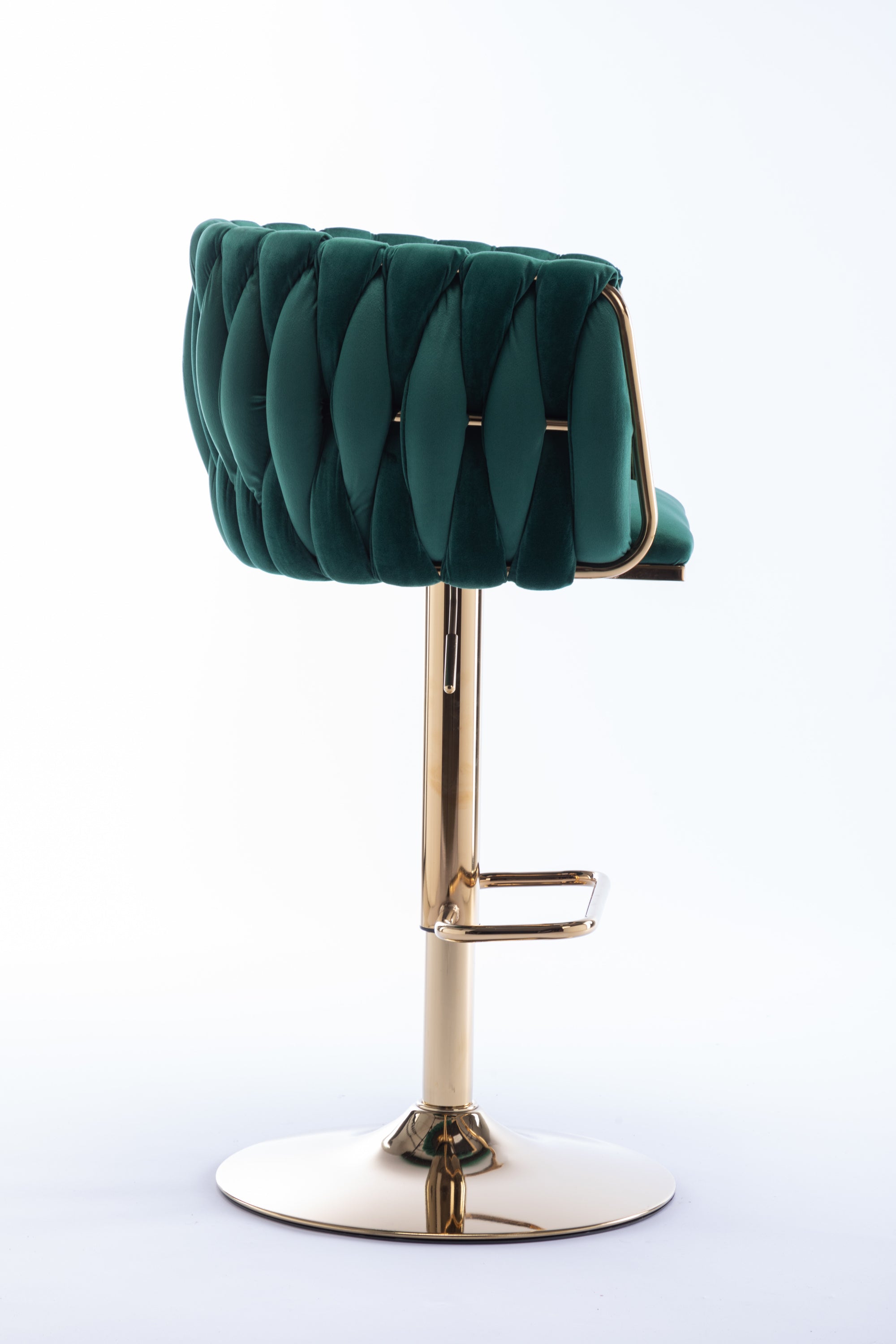 Bar Stools with Chrome Footrest and Base Swivel Height Adjustable Golden Leg - Green