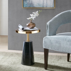 Modern Metal Accent Table - Black+Gold