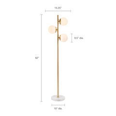 Holloway 3-Globe Light Floor Lamp with Marble Base - Gold