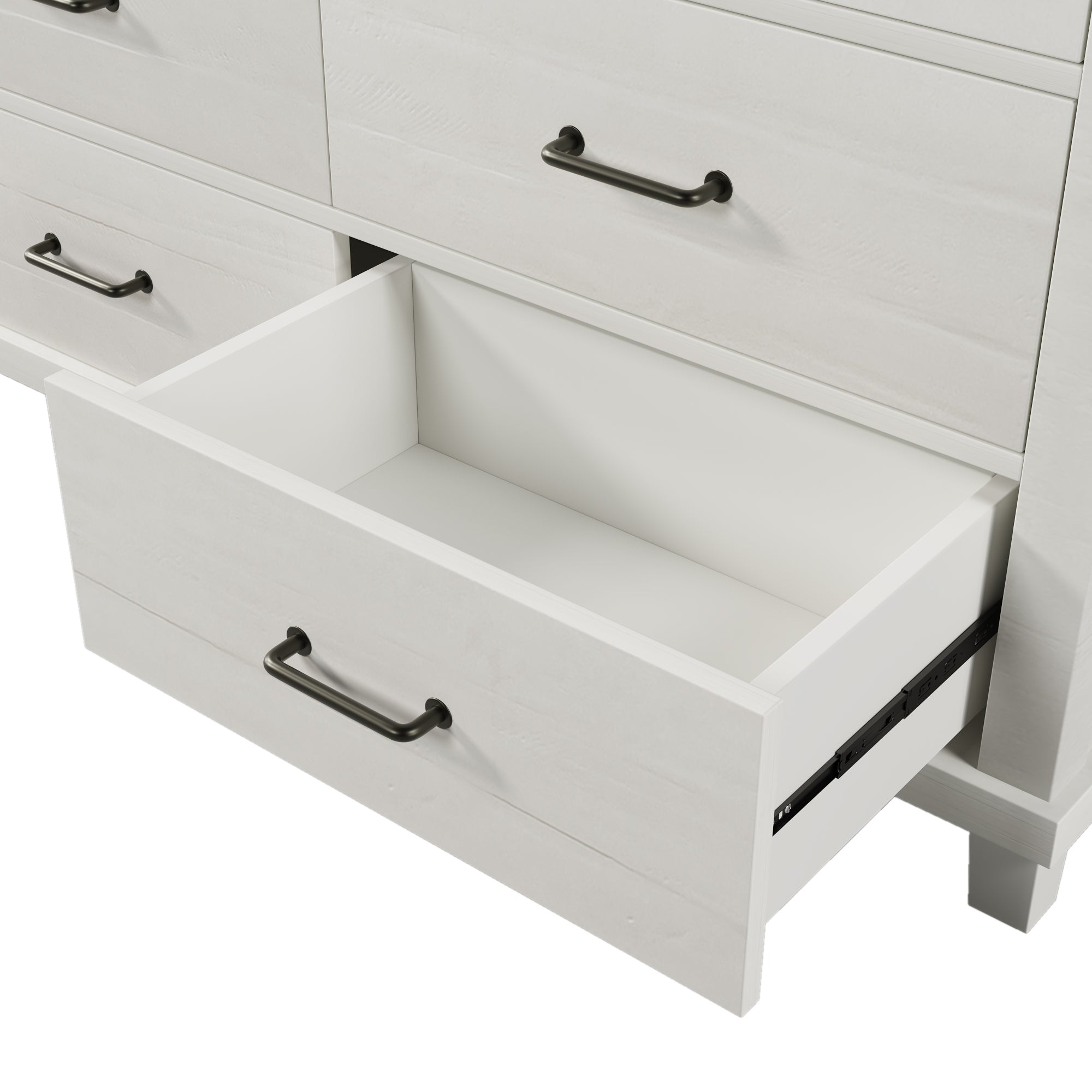 Rustic Farmhouse Style Solid Pine Wood Seven-Drawer Dresser - White