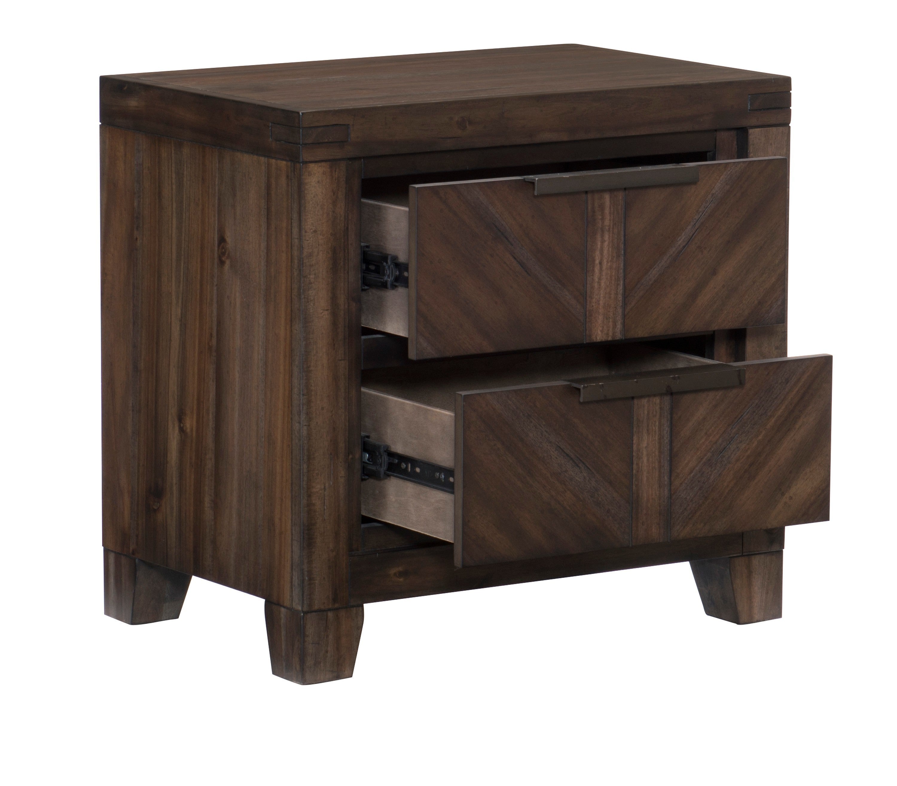 Modern-Rustic Design Wooden Nightstand - Distressed Espresso Finish