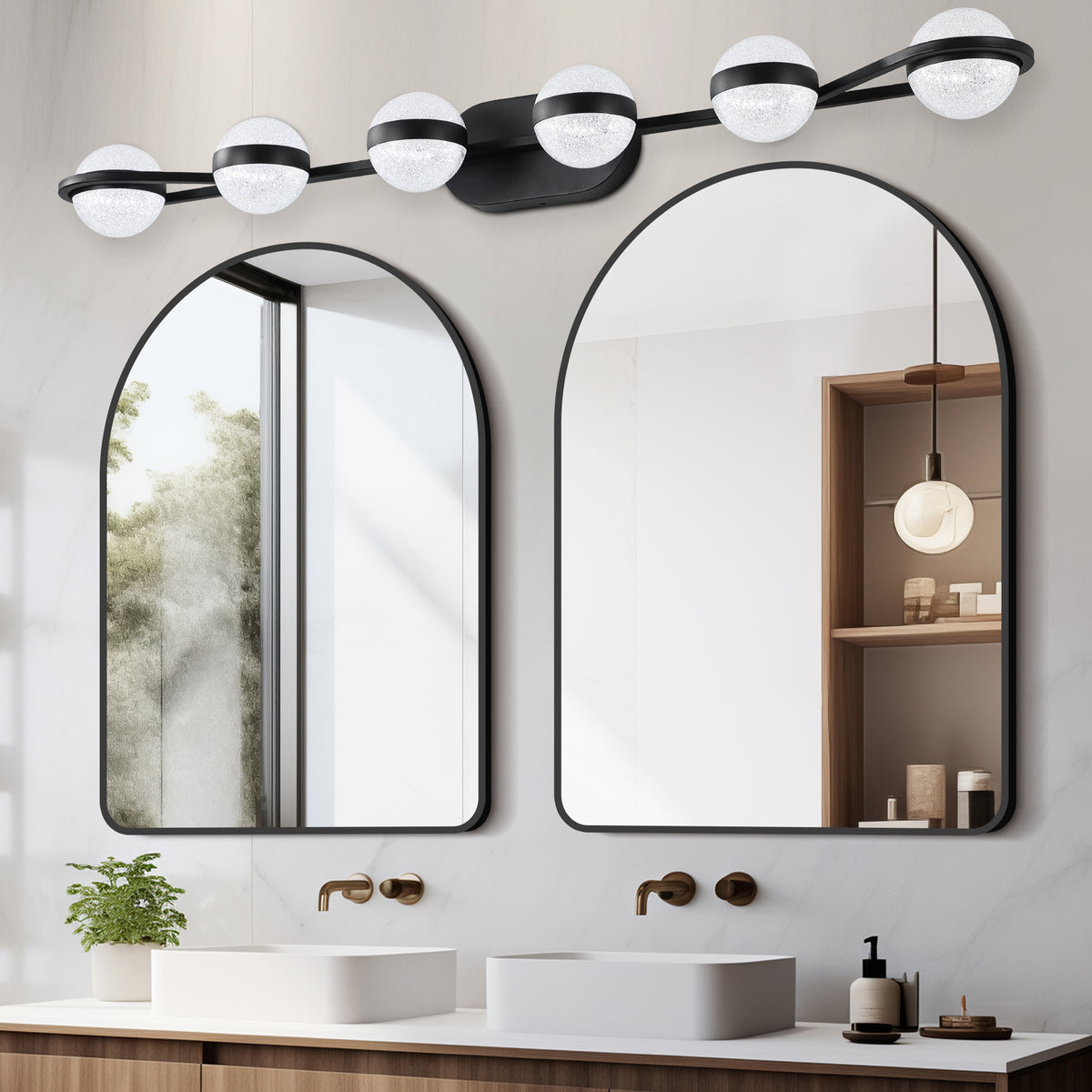 Vanity Lights With 6 LED Bulbs For Bathroom Lighting - Black