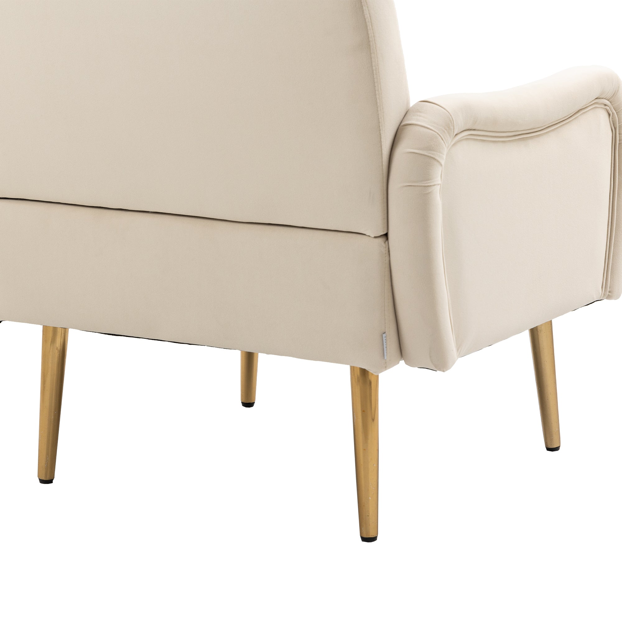 European Style Velvet Accent Chair - Beige