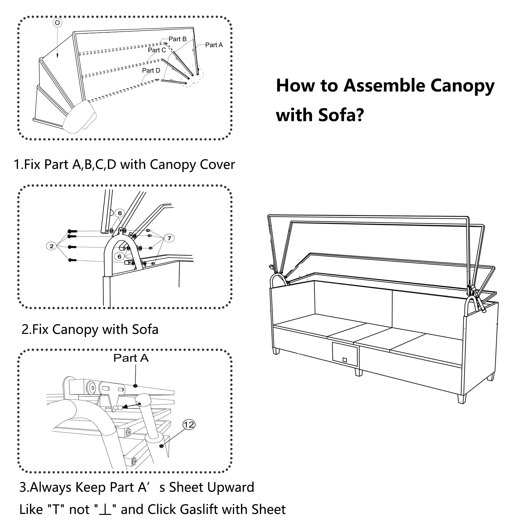 MAICOSY 4pc Patio Furniture Canopy Outdoor Wicker Sofa Sectional Daybed Sunbed