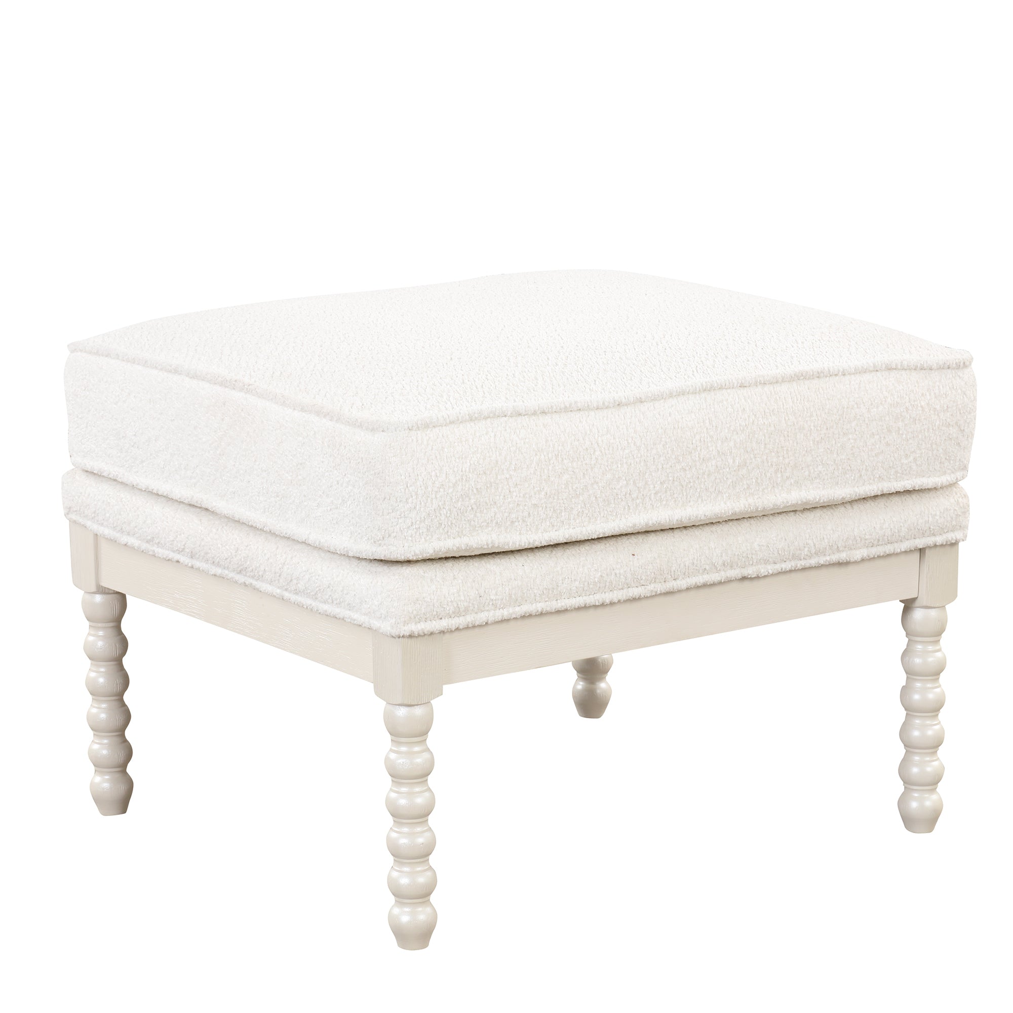 Modern Tufted Velvet Accent Chair with Ottoman - White