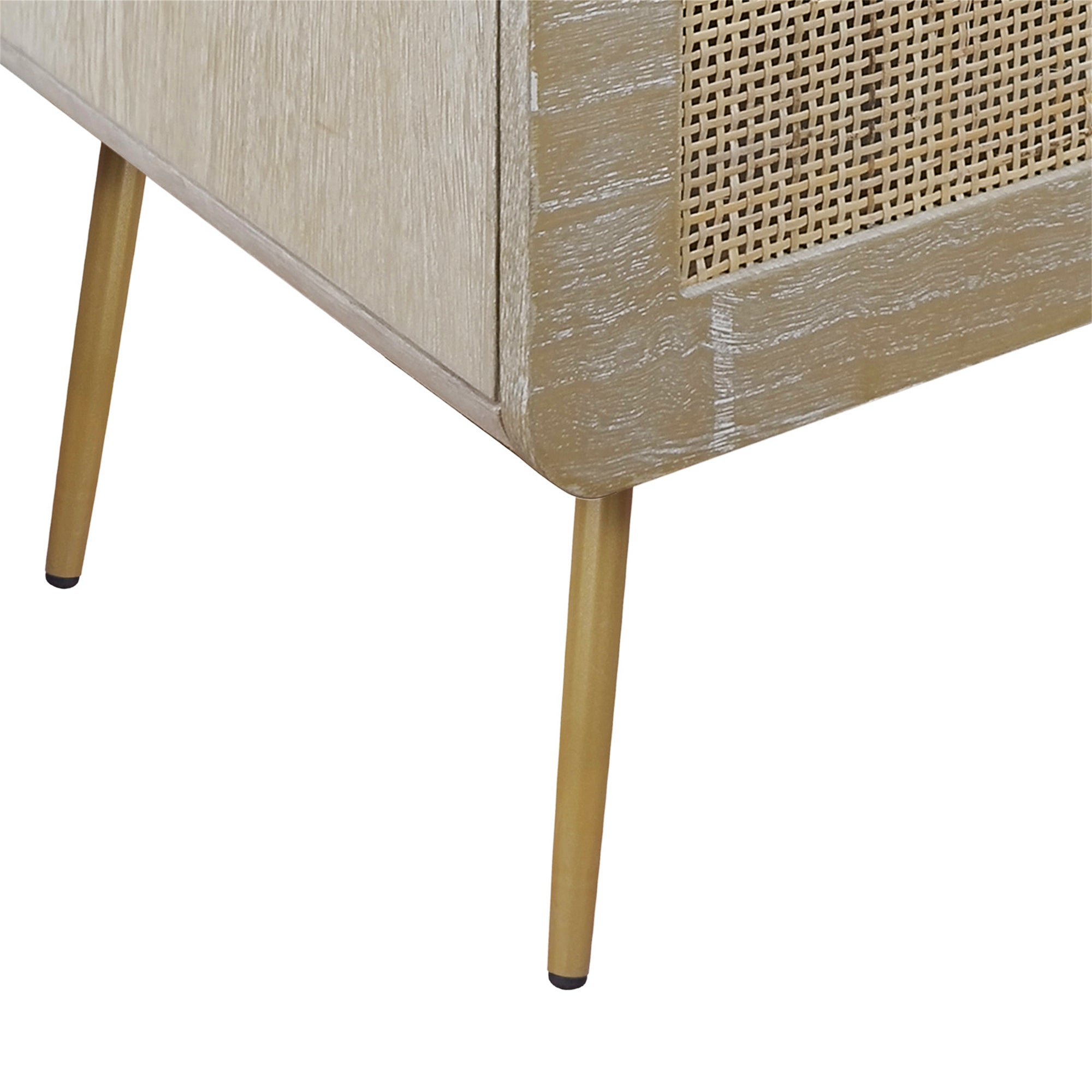 MICO Wooden Nightstand with Rattan Panel