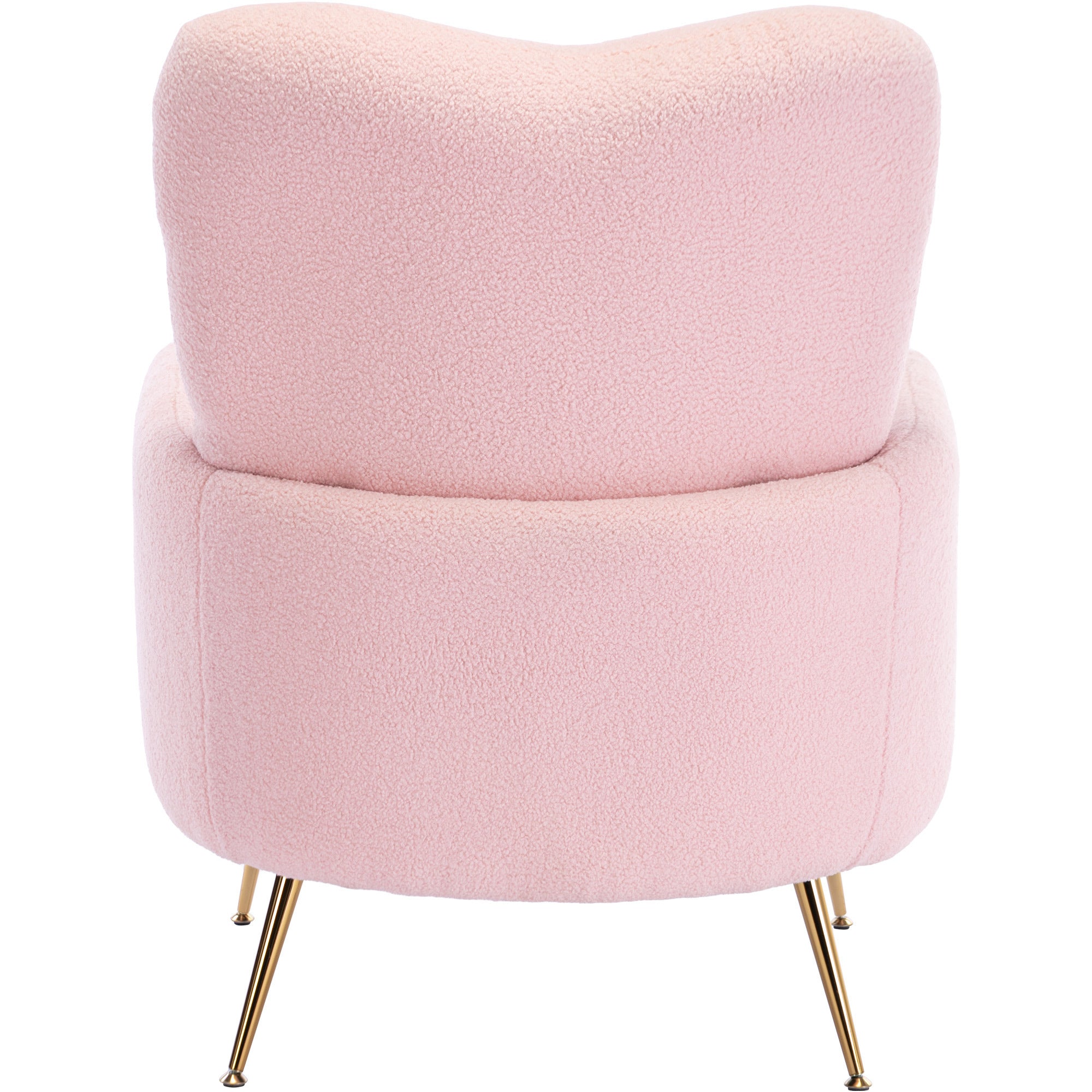 Modern Teddy Short Plush Armchair Accent Chair with Golden Metal Legs and High Back