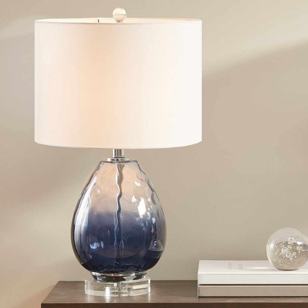 Borel Ombre Glass Table Lamp - Dark Blue