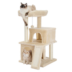 Cat Tree Luxury 34 Inches with Double Condos - Beige