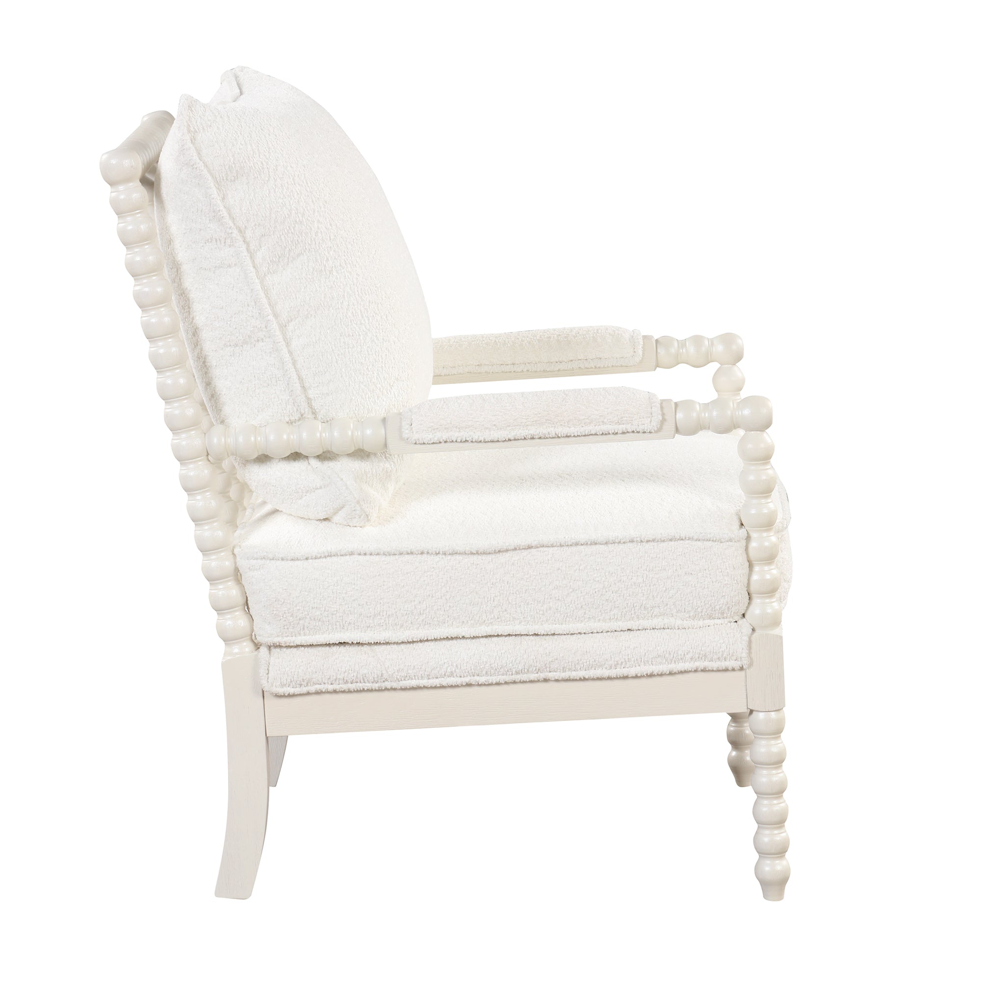 Modern Tufted Velvet Accent Chair with Ottoman - White