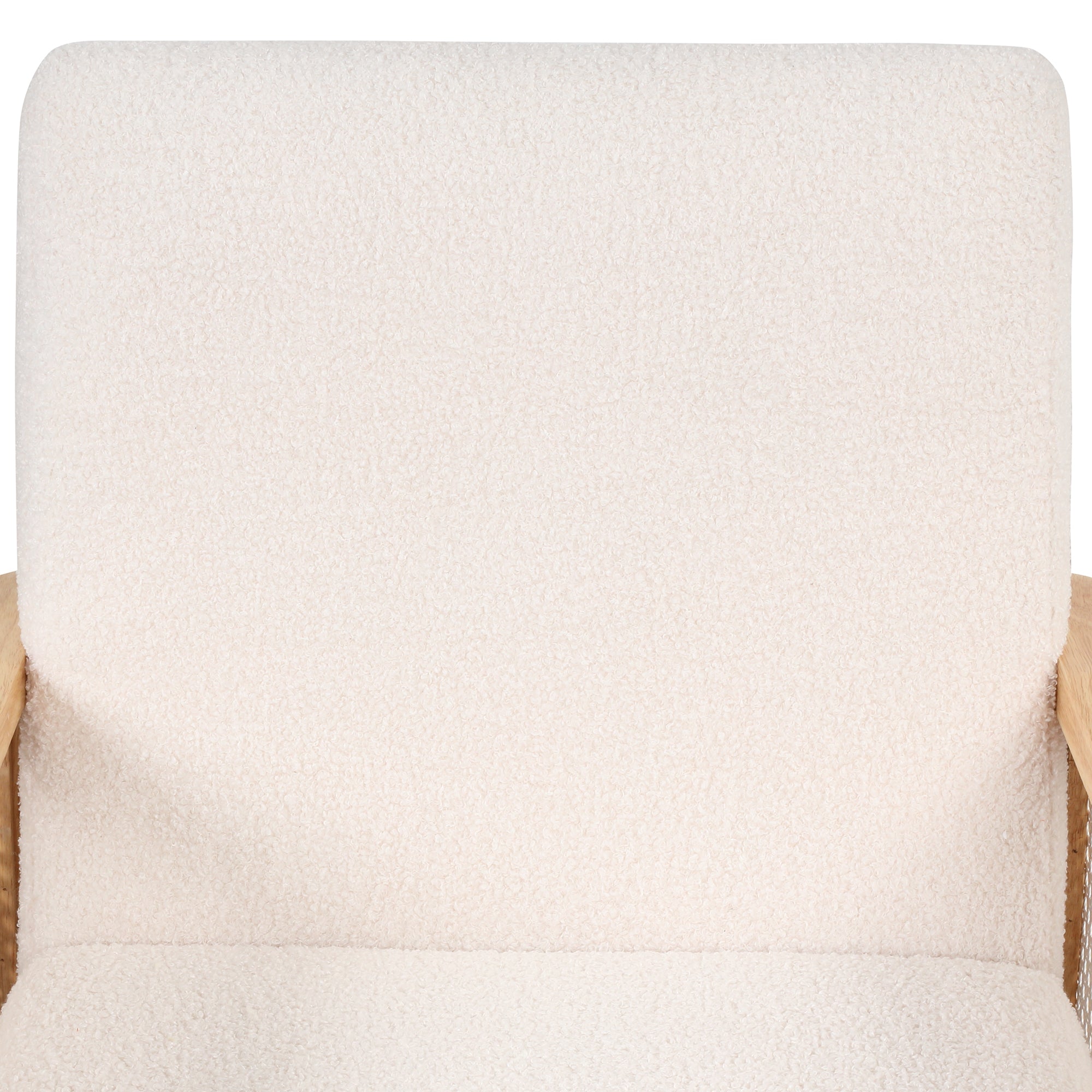 Armchair Rattan Mesh Upholstered Accent Chair, Teddy Short Plush Particle Velvet Armchair - White