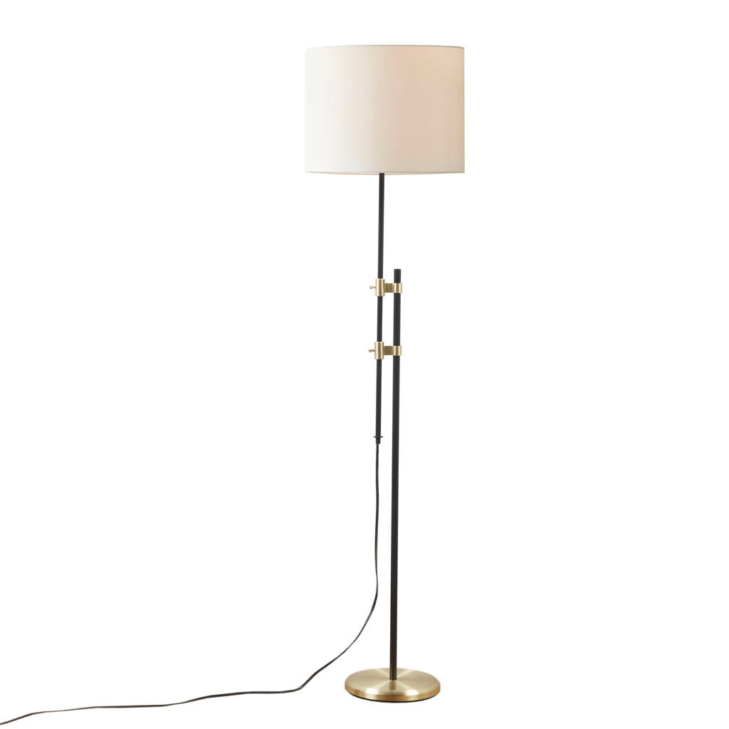 Asymmetrical Adjustable Height Metal Floor Lamp - Black