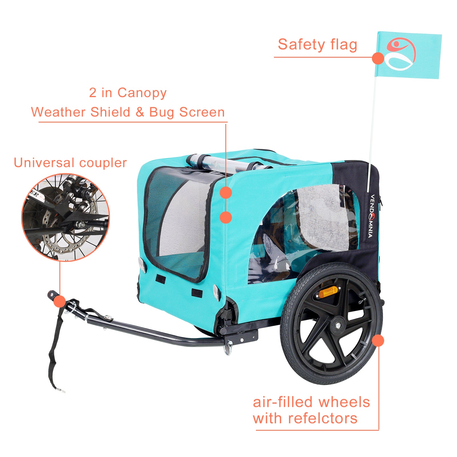 Foldable Pet Jogging Stroller Dog Carriers Bicycle - Light Blue