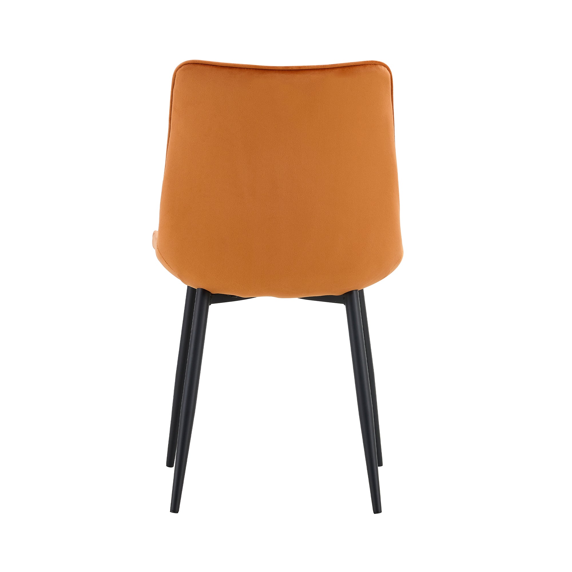 Modern Dining Chairs with Cushion Seat Back Black Coated Legs Upholstered Side Chair (Set of 4) - Orange