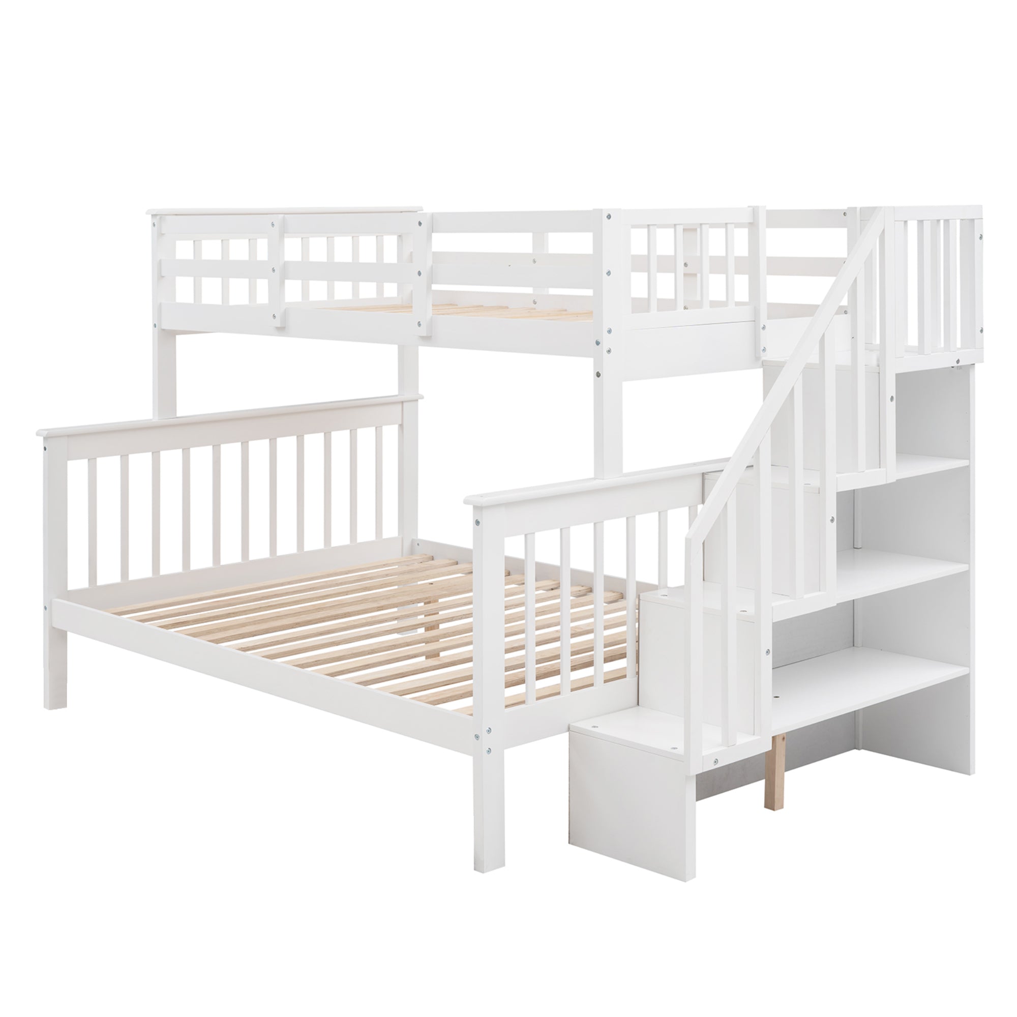 Stairway Twin-Over-Full Bunk Bed - White color