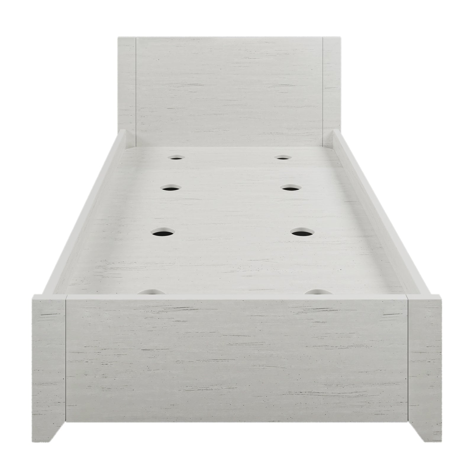 Twin Size Bed with Reversible Pull-out Storage Drawer Gray Wood Grain Sticker Surfaces - Off White