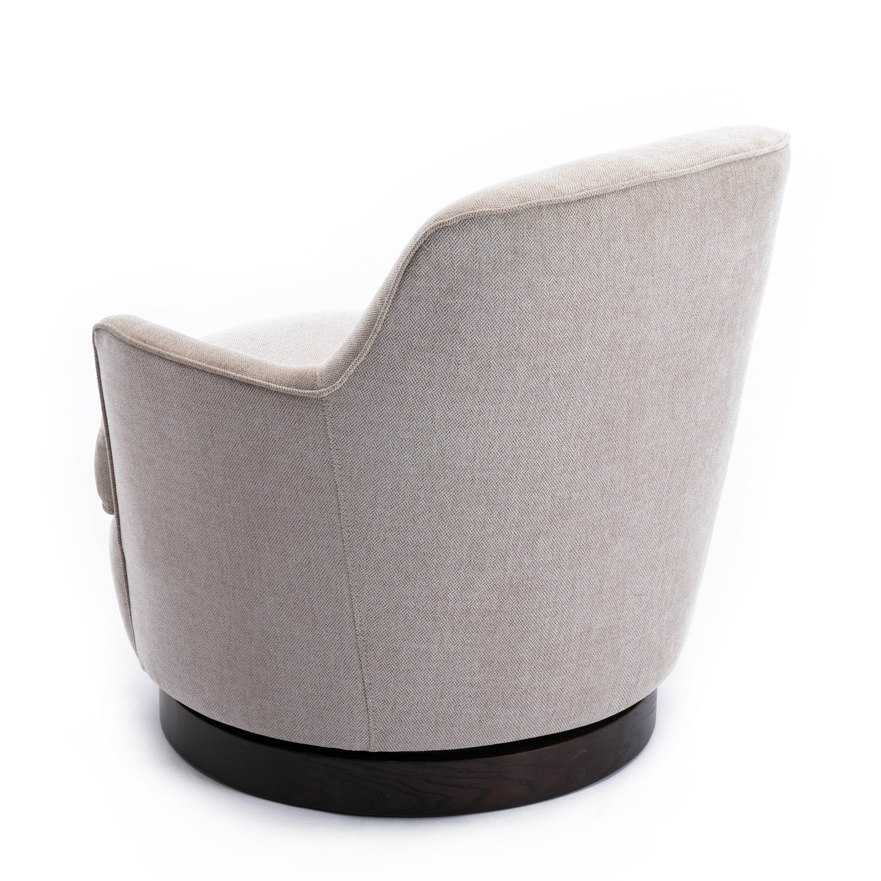 Oatmeal Wood Base Swivel Chair - Natural