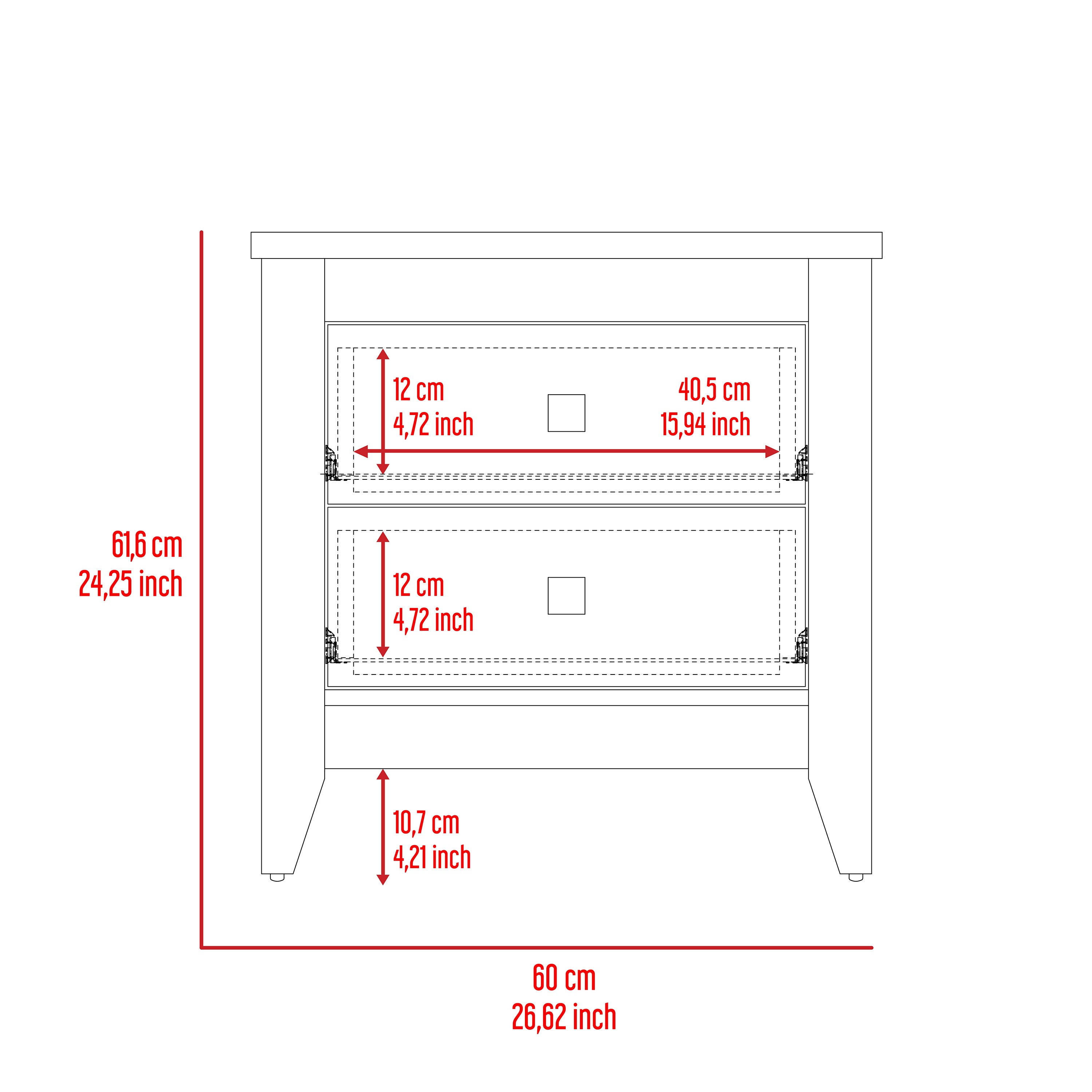 Windsor 2-Drawer Nightstand White