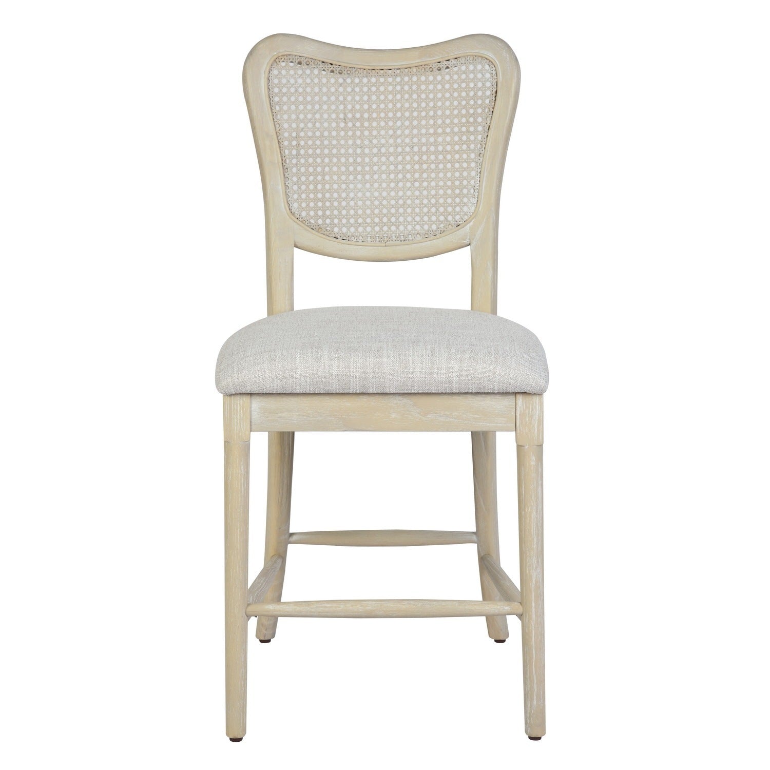 Farmhouse Dining Room Accent Chairs French Distressed Bedroom Barstools with Round Rattan Back Elegant Kitchen Chairs Side Chair (Set of 2) - Rattan Back in Beige