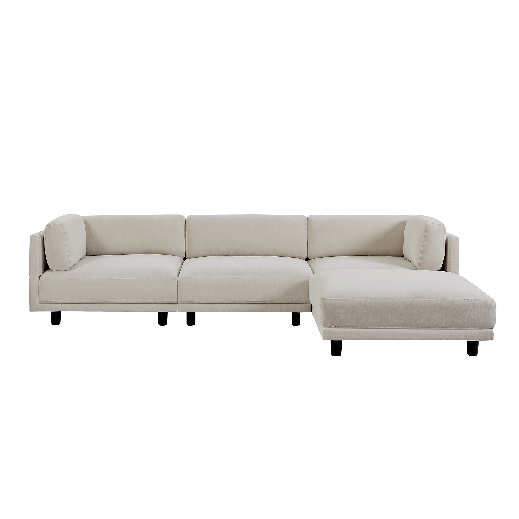 Upholstery Convertible Sectional Sofa, L Shaped Couch with Reversible Chaise - Beige