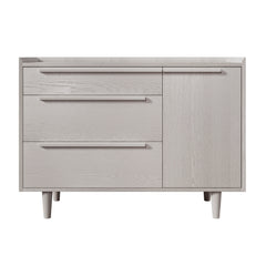 Modern Style Manufactured Wood 3-Drawer Dresser with Solid Wood Legs - Stone Gray