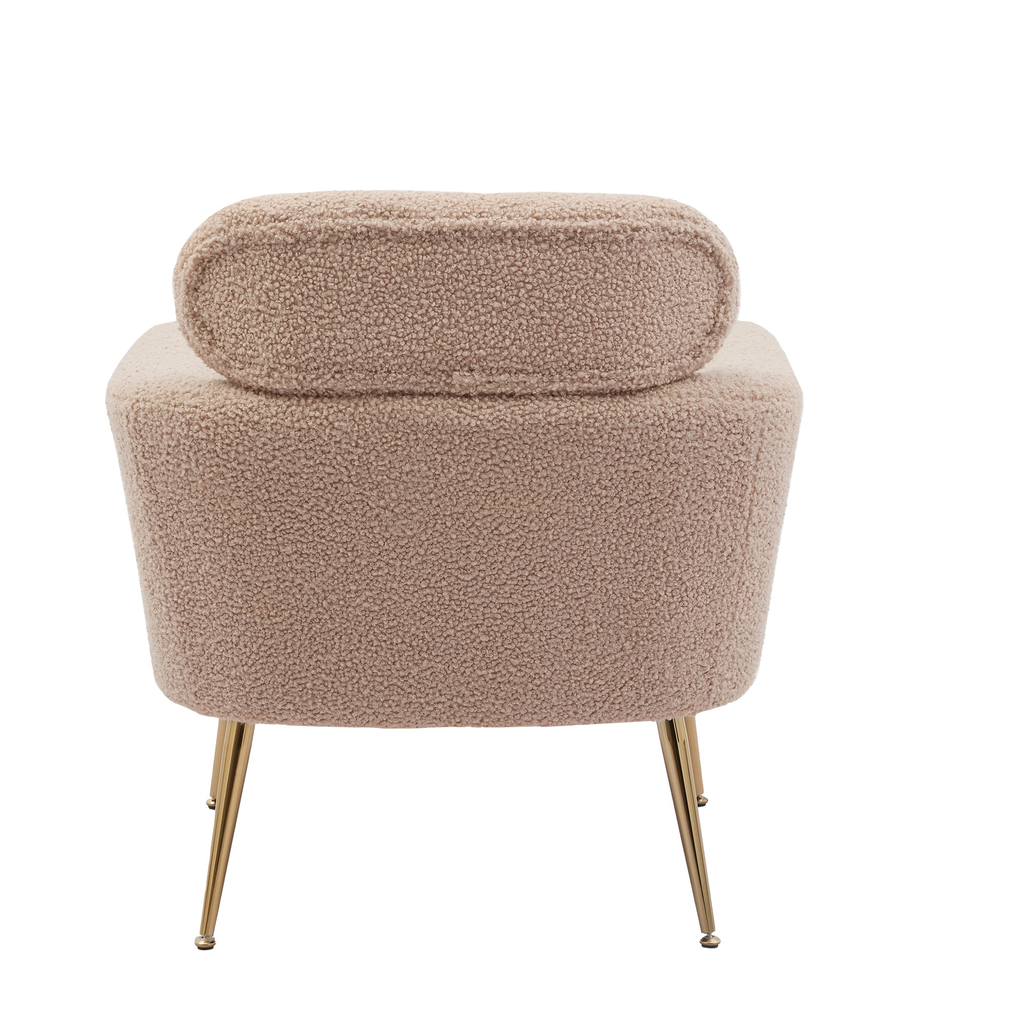 MAICOSY 29.5" Boucle Accent Chair Gold Metal Legs Barrel Armchair Living Room