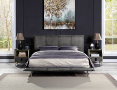 Eastern King Bed - Gray Top Grain Leather