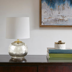 Silver Metallic Glass Table Lamp