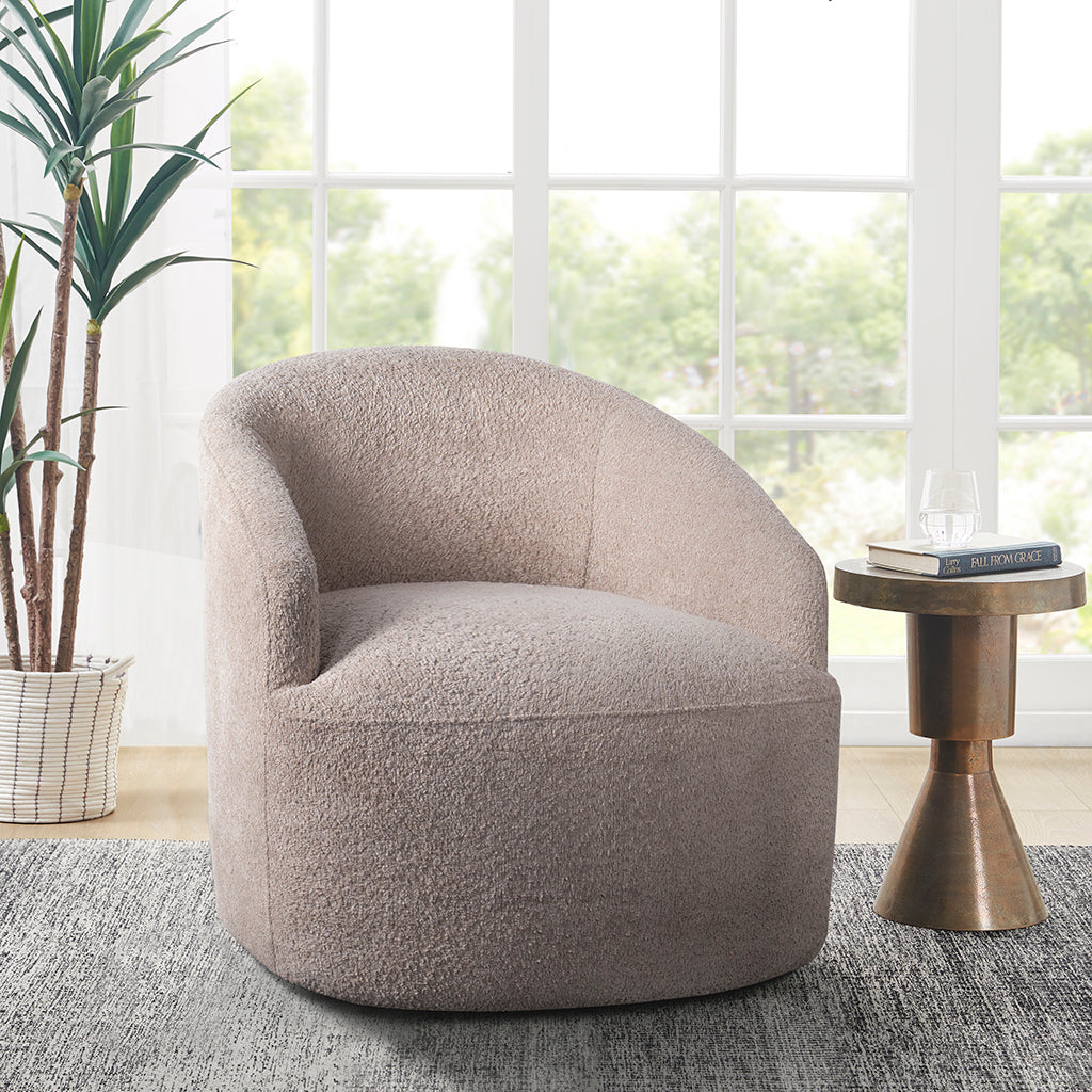 Bonn Upholstered 360 Degree Swivel Chair - Beige