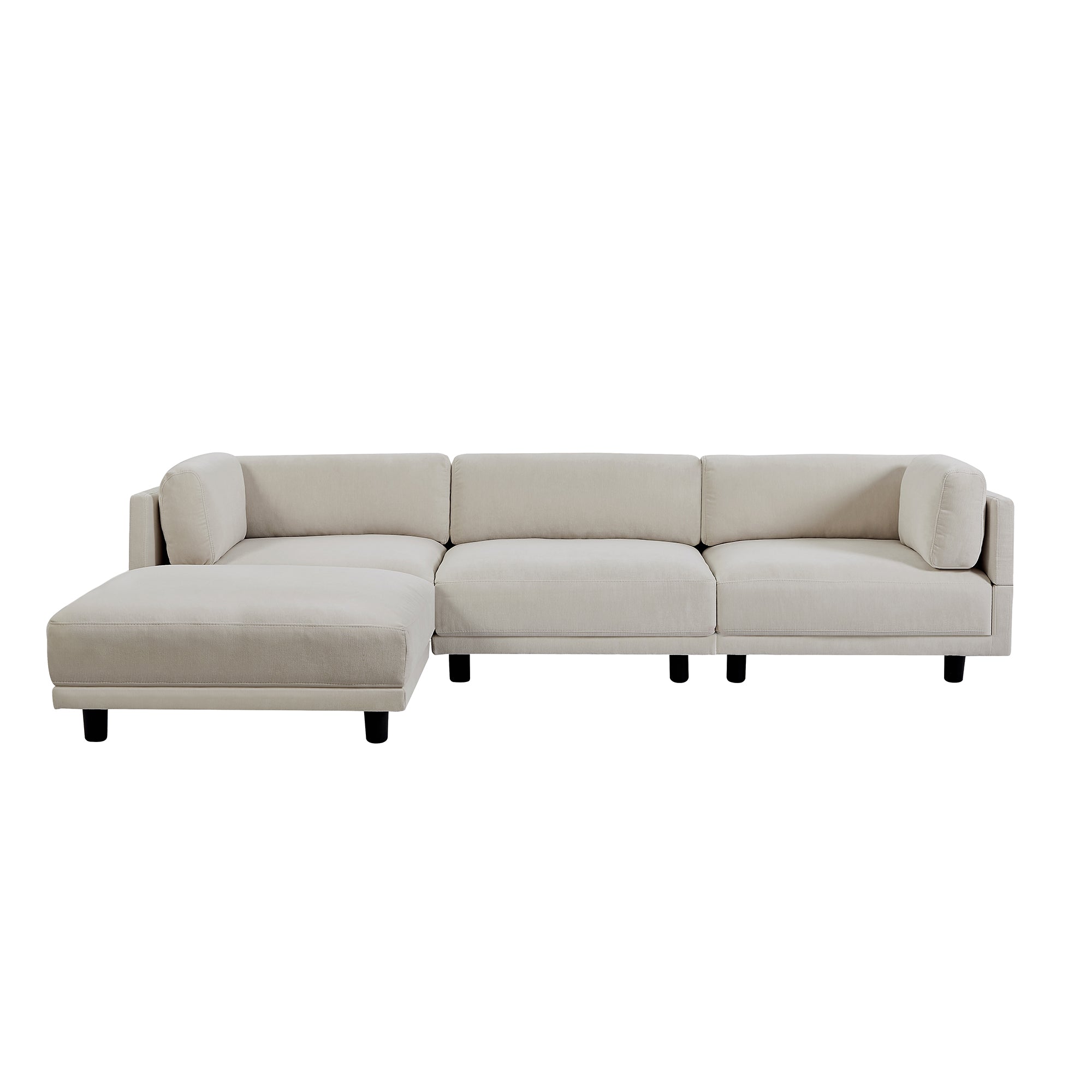 Upholstery Convertible Sectional Sofa, L Shaped Couch with Reversible Chaise - Beige