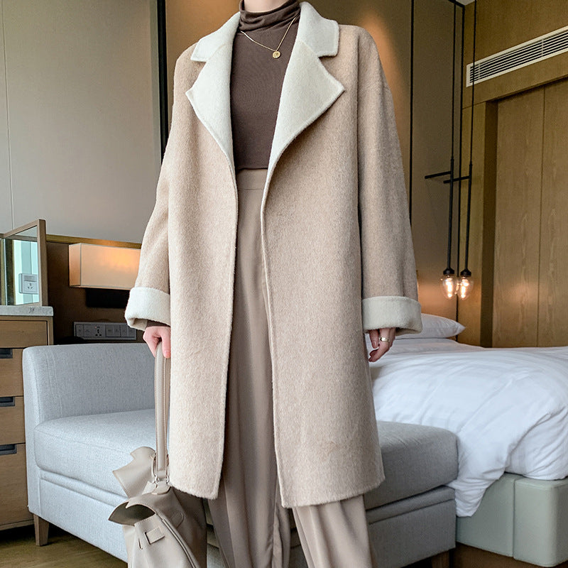 Elegant Ladies Wool Double-Faced Coat