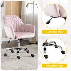 Modern Home Office Leisure Chair with Adjustable Velvet Height - Pink