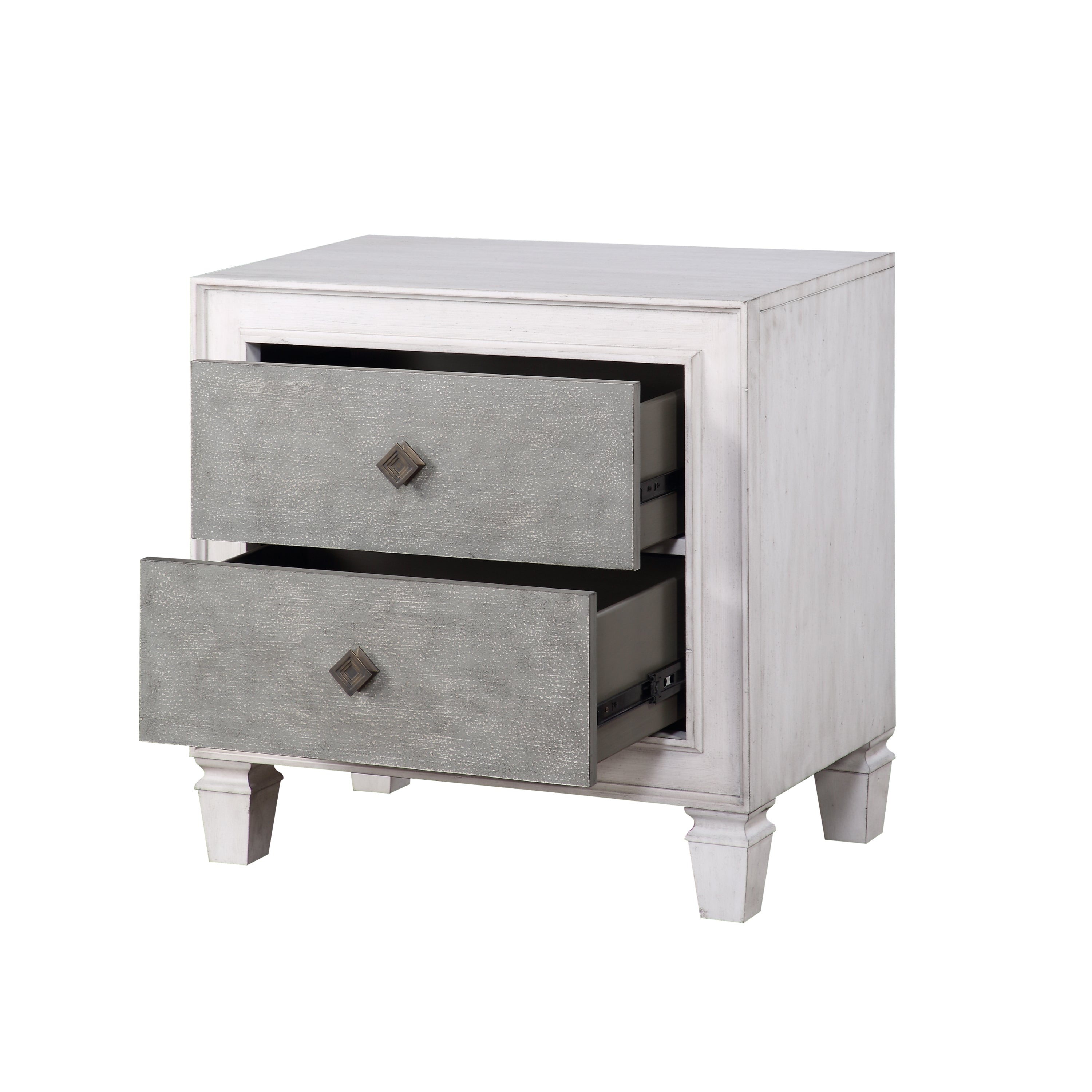 Rustic Gray & White Finish Nightstand